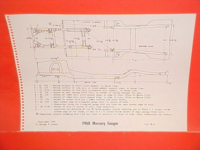 #ad #ad 1968 MERCURY COUGAR XR 7 XR7 HARDTOP SPORTS COUPE FRAME DIMENSION CHART $14.99