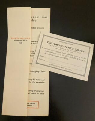 Vintage 1920 - 1921 AMERICAN RED CROSS MEMBERSHIP Renewal Fayette Cty Ohio