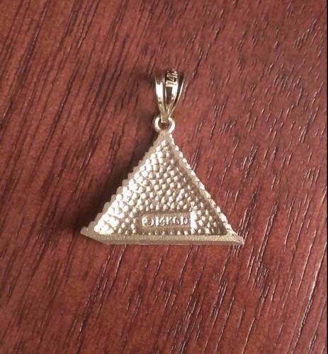 14K SOLID YELLOW GOLD PYRAMID CHARM PENDANT 0.89" INCH LENGTH - Picture 6 of 9