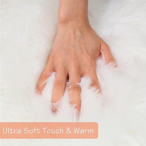 Australian Sheepskin Lambskin Rug Long Wool Fluffy Genuine Skin Rug in White - Picture 3 of 9