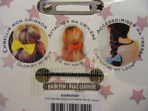 Paname Paris, Yellow Leather Hair Clips, BNIP - Picture 4 of 4