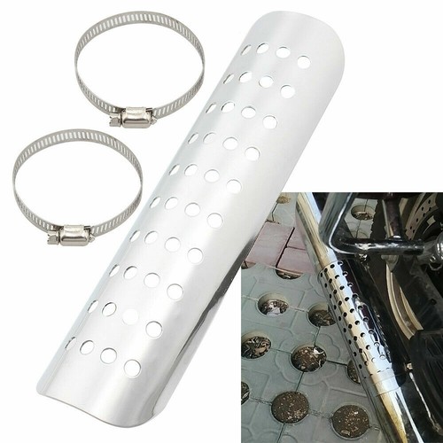 Motorrad Chrom Hitzeschutzblech Hitzeschild Hitzeschutz Auspuff Rohr Universal q - Picture 1 of 7