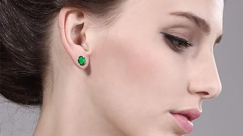 Colección de aretes de plata de ley 925 con cristal esmeralda hechos con Swarovski - Imagen 11 de 15