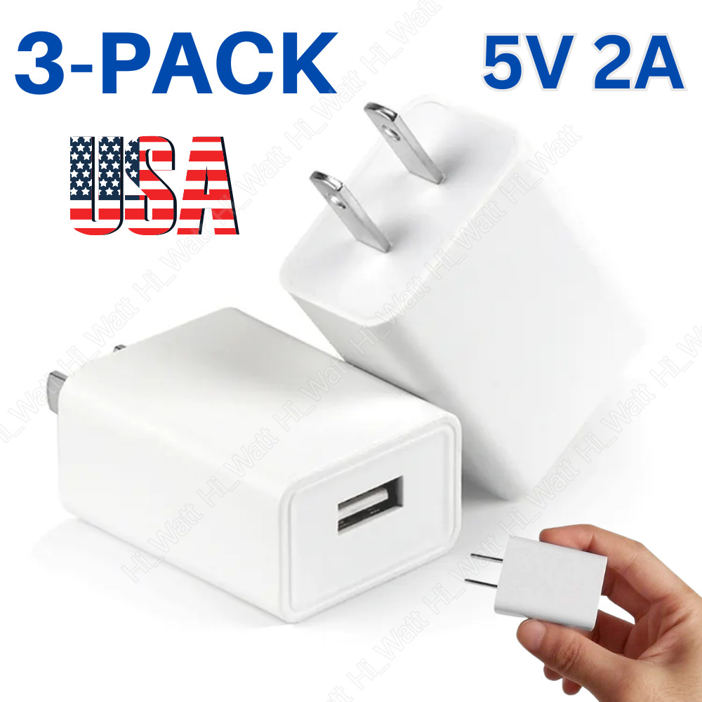 3 Pack Universal 5V 2A US Plug USB AC Wall Charger Power Ada