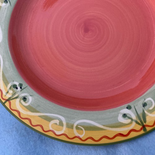 Set/4 Pfaltzgraff ~Garden Sunrise~ 8 1/2” Salad Plate, Earthenware Coral Green - Picture 7 of 10