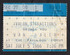 VAN HALEN CONCERT TICKET - July 5, 1986 Los Angeles Forum