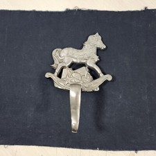 Christmas Silver Cast Iron Heavy Rocking Horse with Toys Hanging Stocking Holder