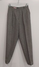 Vintage Evan Picone Petites Black White Houndstooth 100 Wool Pants Size 10P