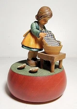 Vtg ANRI Wood "Raindrops Keep Falling" Thorens Swiss Movement Rotating Music Box