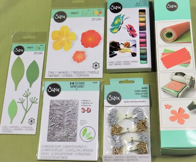 Sizzix THINLITS Sculpting Flower Foam Embossing Folder Flower Stamens Lot of 6