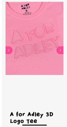A for Adley 3D Logo Tee - 2 Pack Classic Pink and Teal XXL (14) - NEW - Picture 3 of 6