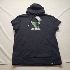 Under Armour Project Rock Hoodie Short Sleeve Mens Large Black Sweatshirt Logo