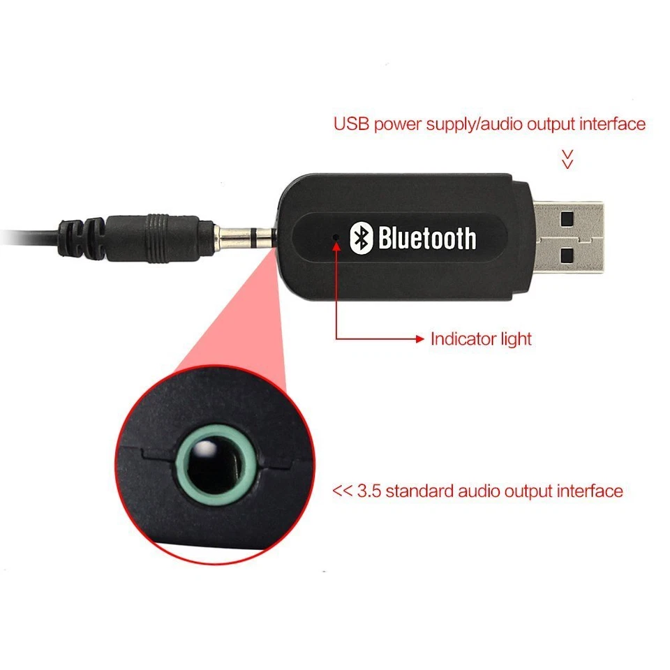 USB Music Stereo Wireless Audio Transmit Receiver Adapter for Home Car Speaker - Image 3 of 4