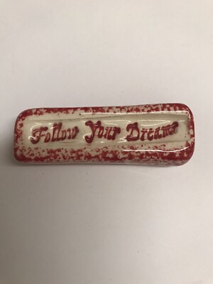 CERAMIC STRAIGHT PIPE RED TOBACCO PIPE GLAZED KILN FIRED FOLLOW YOUR DREAMS