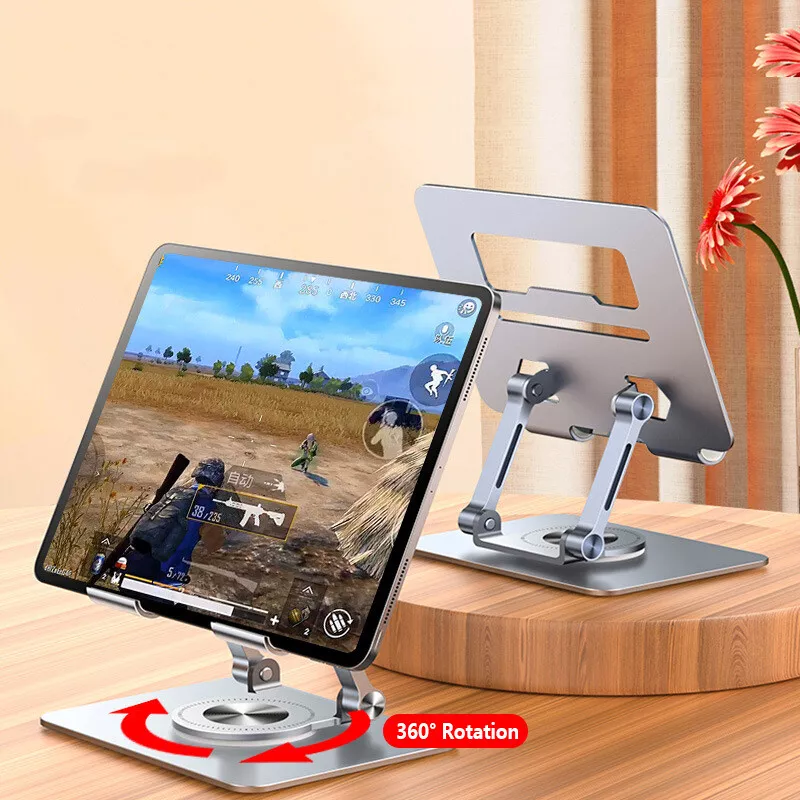 360° Rotation Aluminum Tablet Stand Foldable Holder Adjustable For iPad iPhone - Image 2 of 4