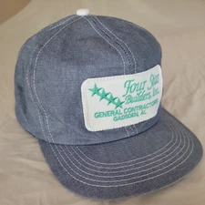 Vintage DENIM Patch Cap Hat Snapback Four Star Gadsden. Foam Gone From Hat