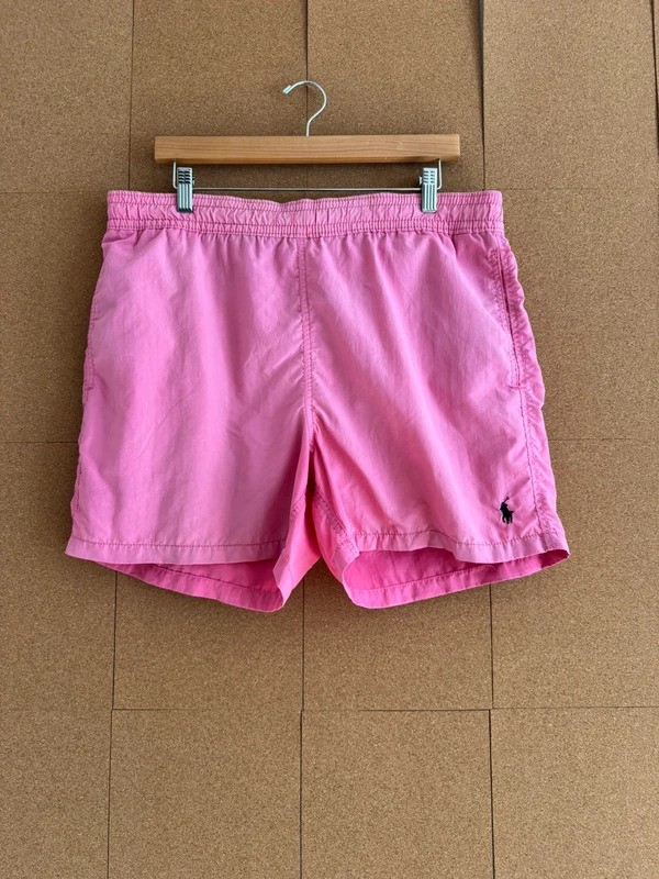 Polo Ralph Lauren Swim Shorts Medium Pink Vintage Pony Holiday Beach Mesh Lined