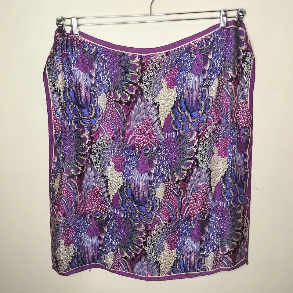 Bufanda Miel Vintage 100% Seda Floral Púrpura 30" x 30" Cuadrada Foto 4 de 4