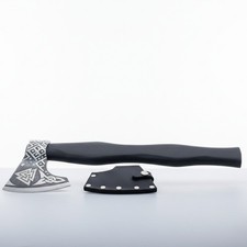 15in Viking Axe Skeggox Hand Forged Carbon Steel Valknut Etched Tomahawk Custom