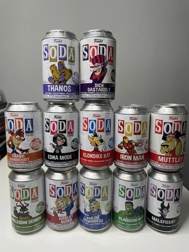 Sealed Funko Soda Lot Of 12 - Iron Man Crash Thanos Harley Quinn Hulk Maleficent
