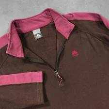Vintage Nike ACG Women's XL Fleece Pullover Pink Brown Long Sleeve Quarter Zip *