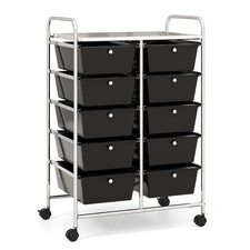 10 Drawers Storage Trolley Mobile Rolling Utility Cart Office Organizer
