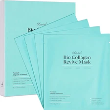 Ebanel Bio Collagen Face Mask, 4-Pack Hydrating Face Masks with 7 Peptides, Hyal
