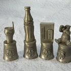 Lot Of 4 Coca Cola Coke 1995 & 1997 Metal Thimbles Vintage Advertising Pewter