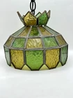 Vtg Leaded Stained Glass Lamp Shade 10"D 8"H Tiffany Style Textured Panels READ