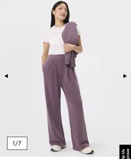BNWT Sweaty Betty Sand Wash Wide Leg Trousers Large Neptune Purple RRP£100