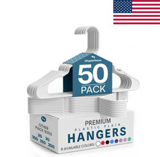 Utopia Home Plastic Clothes Hangers 50 Pack White Space Saving Closet Organizer