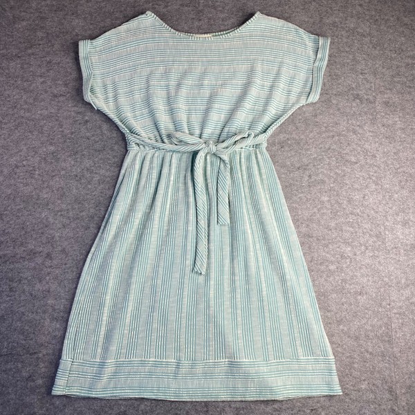 CAUTION TO THE WIND Green & White Stripe T-shirt Dress, Short Sleeve Size S/M