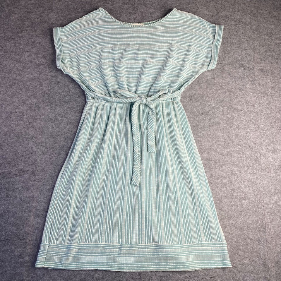 CAUTION TO THE WIND Green & White Stripe T-shirt Dress, Short Sleeve Size S/M