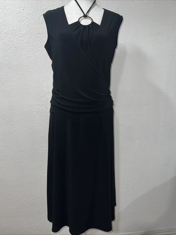 Vestido midi sin mangas negro Tempted Hearts para mujer talla XL cruzado por delante Foto 2 de 4