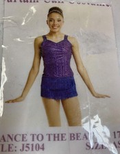 Dance Costume Curtain Call J5104 Purple Large Child Jazz Sequin Tap Sequin Frin