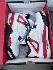 Air Jordan 4 Mens White Sneakers Retro Red Ce...