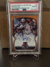 2023 Bowman Sapphire Brooks Lee Chrome Prospect Orange Auto /25 PSA MINT 9/10!
