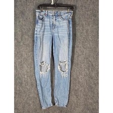 American Eagle Outfitters Womens Size 4 Mom Jeans Light Wash Ripped Distressed