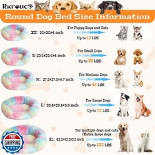 Rkrouco Fluffy Dog Bed Calming Donut Beds for Large Dogs Warming Round Small ...