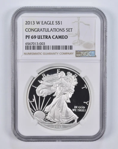 PF69 2013-W UCAM American Silver Eagle Congratulations Set NGC Brown Label *7706