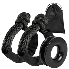 BARTOO Winch Snatch 66000 LB Recovery Ring with 2PCS Soft Shackle 1/2" X 22 I...