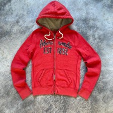 Vintage Y2K Abercrombie Fitch Zip Hoodie Double Zip Red Women s Size M
