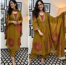 Fully Stitched Kurta Palazzo With Dupatta Set, Indian Designer Salwar Kameez Set