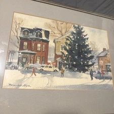 Beautiful Ranulph Bye Winter Watercolor, Framed Signed Christmas Tree Rare Art