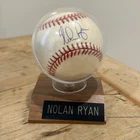 Nolan Ryan Autographed OAL Baseball Bobby Brown with Holder, Nameplate
