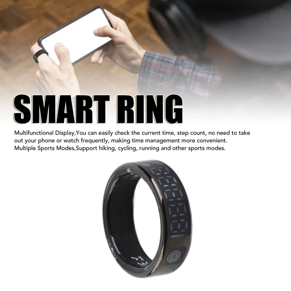 Anillo Inteligente con Pantalla Táctil Múltiples Modos Deportivos Fitness Tracker Anillo Foto 2 de 4