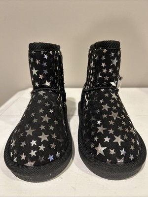 NEW Girls Toddler SZ 10M Thereabouts  LIL Emery Pull On Boots Black Silver Stars