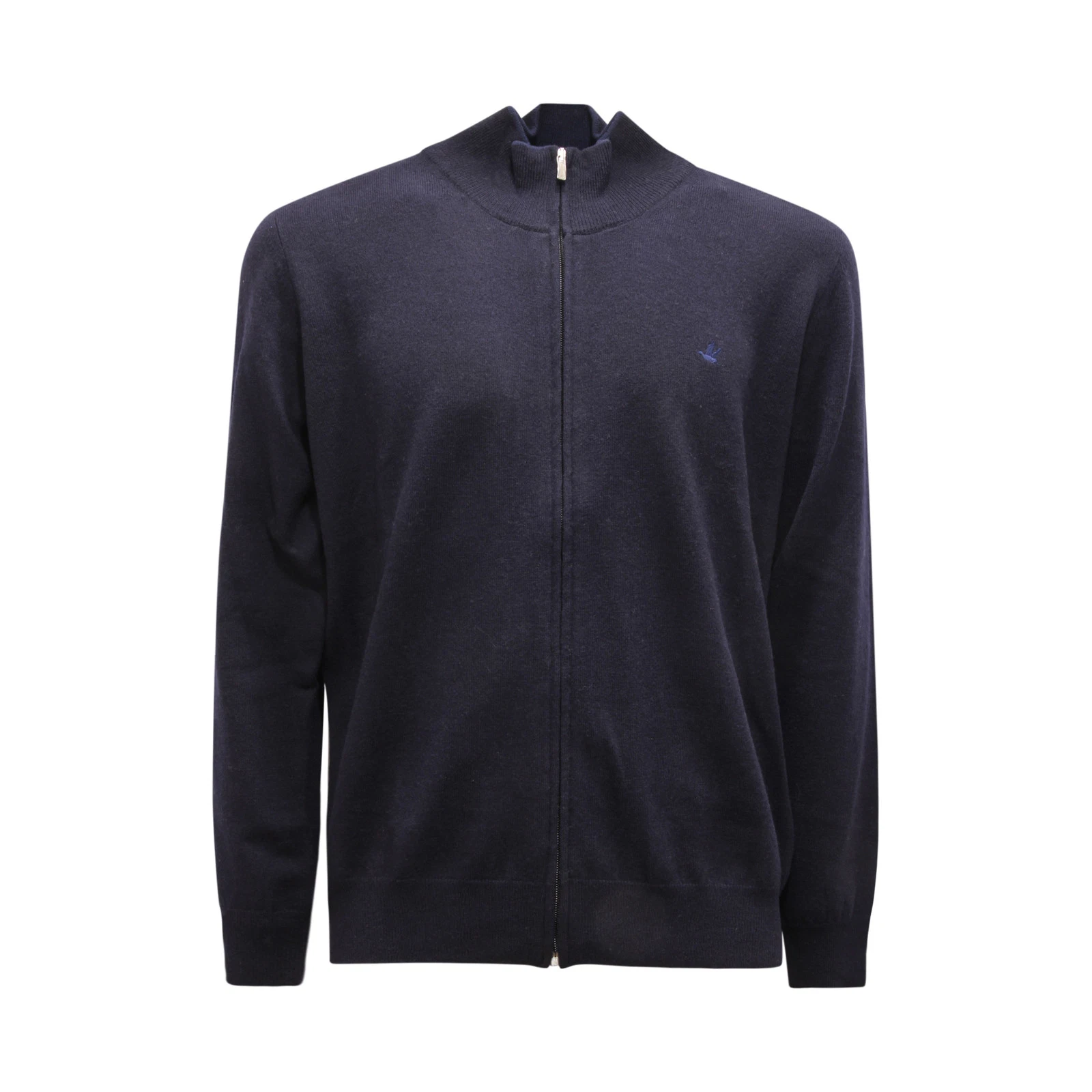 1920AZ MAGLIONE UOMO BROOKSFIELD MAN FULL ZIP WOOL SWEATER BLUE