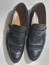 GUCCI Hilary Lux Black Men Diamond Penny Loafers Leather US Size 8 minor damage