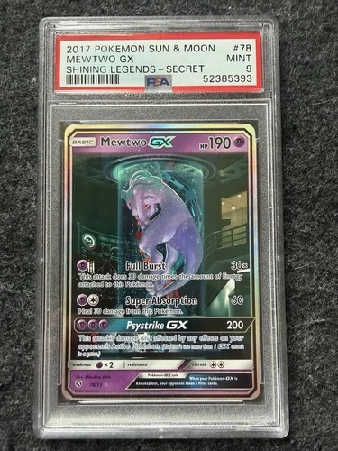 Pokémon Mewtwo GX TCG Shining Legends Holo Card 78/73 PSA 9